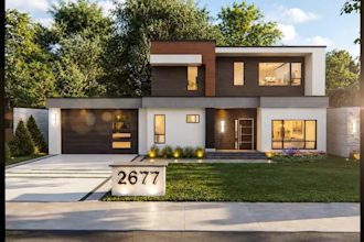 design house exterior model, 3d rendering, walkthrough