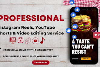 edit instagram reels, tiktok, youtube shorts and video editing