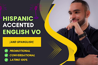 record an english male voice over with latino accent