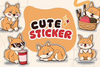 draw cute kawaii illustrations for stickers or emoticon