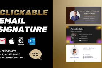 design a clickable HTML email signature for gmail, outlook, or website
