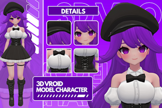 create 3d vtuber model character for 3d rigging and vroid