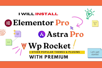 install astra pro, elementor pro, wp rocket