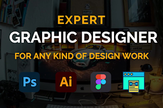 be your graphic designer for top quality work in photoshop, illustrator, figma