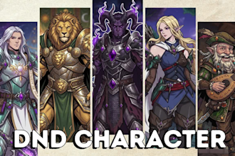 draw dnd character art, fanatsy art, dnd party or concept art