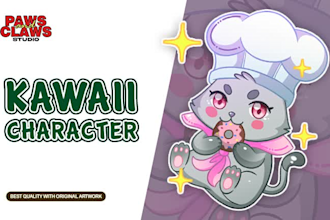 draw cartoon kawaii character for emoticon, chibi fanart, or cute mascot