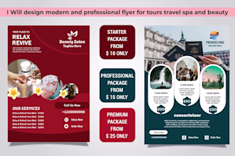 design modern and professional flyer for tours travel spa and beauty
