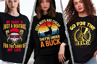 do custom graphic t shirt design and typography t shirt within 24 hrs