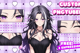 draw a custom pngtuber live2d avatar in anime vtuber style for your streams