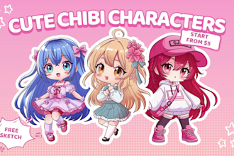 draw a cute kawaii chibi character design for your oc, pfp, fanart, and sticker