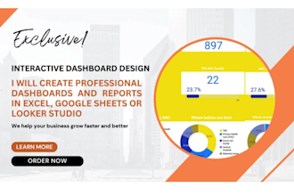 create pro dashboards and reports in excel, google sheets or looker studio