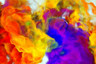 create colorful smoke spinning  logo