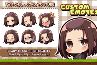 create chibi twitch emotes, animated emotes, sub badges, vtuber, stream, discord