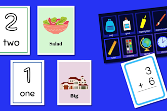 design any type of noticeable flashcards in different languages