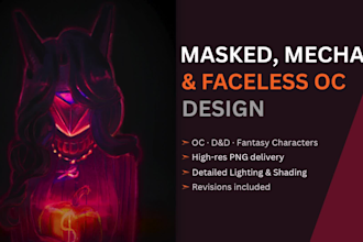 create stylized faceless, masked, or mecha character art