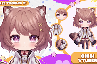 design and rig cute chibi vtuber model in live2d anime for vtube studio stream