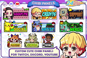 create panels and emotes for twitch, discord, youtube in 24h