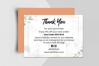 design amazon thank you card or business card for your brand