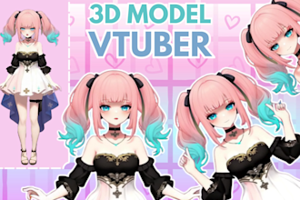 create 3d anime character models for vtuber, game character, 3d rigging, vroid