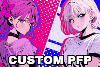 draw anime vintage retro pfp, original character, fanart in 80s styleart