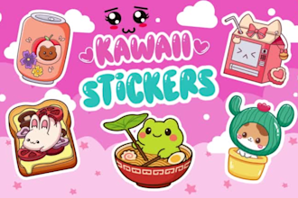 draw cute kawaii doodles cartoon for stickers, emoticon or for any purpose