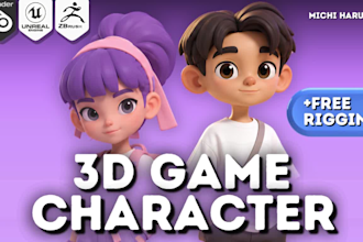 do 3d game model, 3d modeling, 3d sculpting and 3d low poly for game, animation