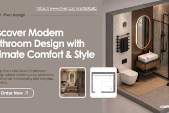 design modern bathroom layouts and realistic 3d interior