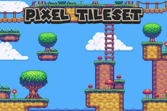 design pixel art character or tileset, spritesheet