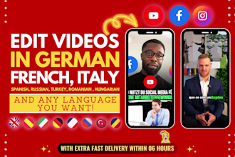 add subtitles, captions, srt and edit videos with german or french translations