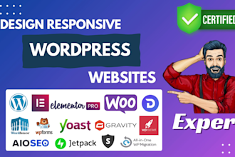 design a responsive wordpress website with elementor pro and woocommerce