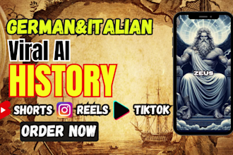create ai history shorts in german and italian languages