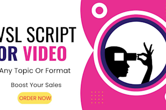 video sales letter script writing, vsl slideshow, and video montage