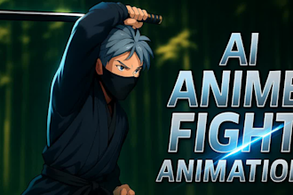 create action packed ai anime fight animation cinematic 2d anime video scenes