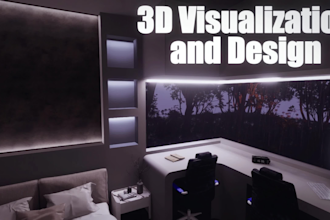 create interior 3d visualization with rendering and video
