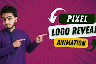 design premium custom made pixel logo reveal animation