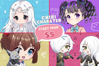 draw chibi anime art and character design for your persona, profile and stream