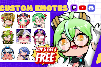 draw cute chibi twitch emotes, animated emotes, sub badges for discord, youtube
