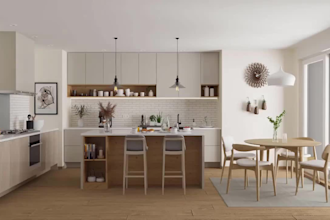 design kitchen interior in 3d and remodel cabinet