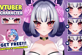 draw live2d vtuber model, pngtuber in anime art style ready to rig free emotes