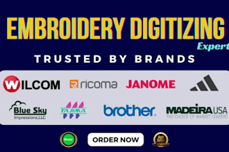 do professional custom embroidery digitizing in dst, pes, emb