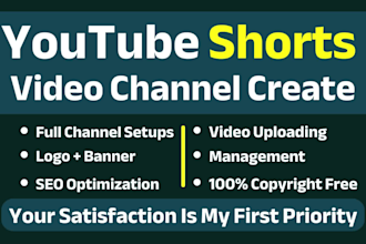 create youtube shorts video channel with 40 videos, shorts editor
