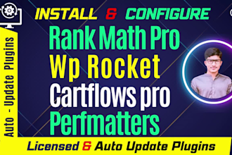 setup or fix wp rocket, rank math pro, cartflows pro and perfmatters