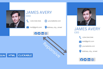 create clickable HTML email signature, responsive HTML template