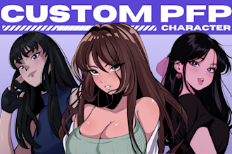 draw anime art illustration in vintage 80s retro styleart for oc, pfp, fanart