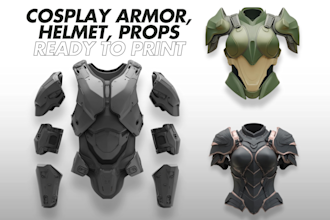 design 3d mask, helmet, armor, props, weapon for cosplay ready to 3d print stl