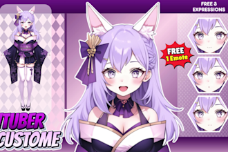 design a unique anime style vtuber model live2d or pngtuber