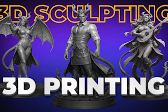 sculpt 3d miniatures, tabletop figurines, and models for 3d printing