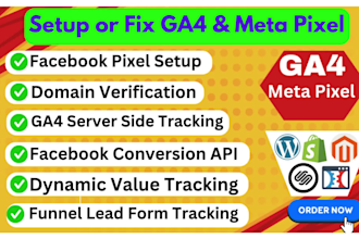 setup meta pixel, facebook conversion API, ga4, google ads conversion with GTM