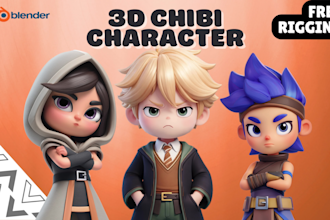 create a cute 3d chibi character for games, mascot, or animation