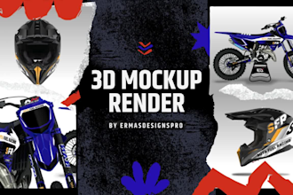 make realistic 3d model mockup render of motocross dirt bike decal wrap